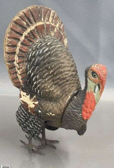 Vintage Paper Mache Turkey Candy Container - 5" T - some finish loss image