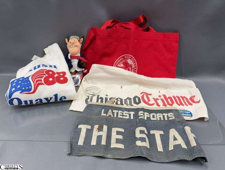 Bush Quayle 88' Sweatshirt, Newspaper Waist Organizers, Misc Political - Sweatshirt marked XL (Ladies or Youth) image