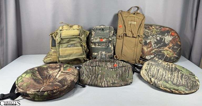 5 Smaller Bags- Incudes 2 Maxpedition Bags, a Camelbak Maximun Gear Bag, a Small Fieldline Bag,  a Small Maxpedition Pouch and 3 Seat Cushions image