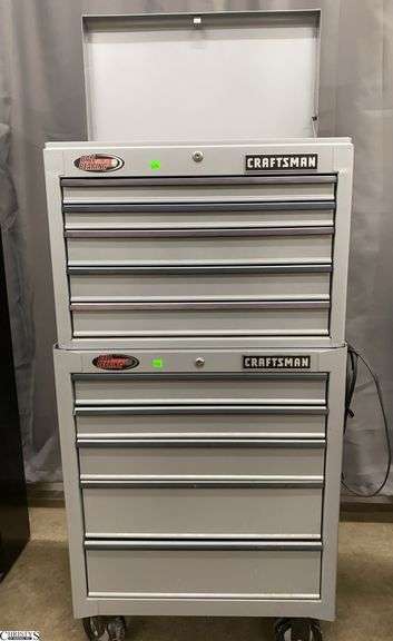 Grey Craftsman Rolling Tool Chest, Some Hardware and A Few Tools, Overall 26.5x18x54" image