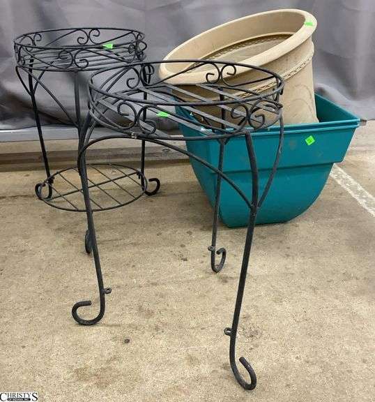 Pair of Plant Stands 12x19" Tall, Composite Planter Pots image