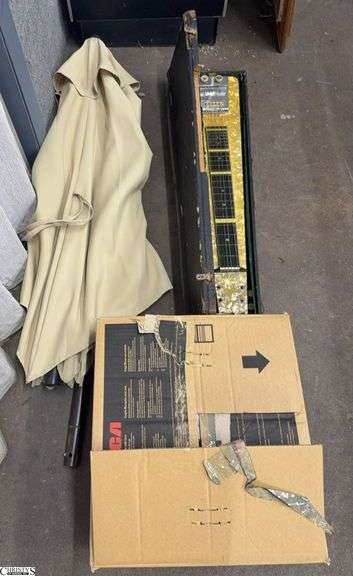 Patio Umbrella, VCR, Used Lap Steel Guitar, Hofner rough case and some wear image