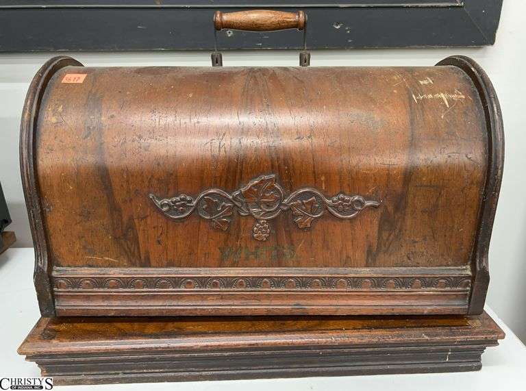 Vintage Refinished Sewing Machine with Wooden Case image