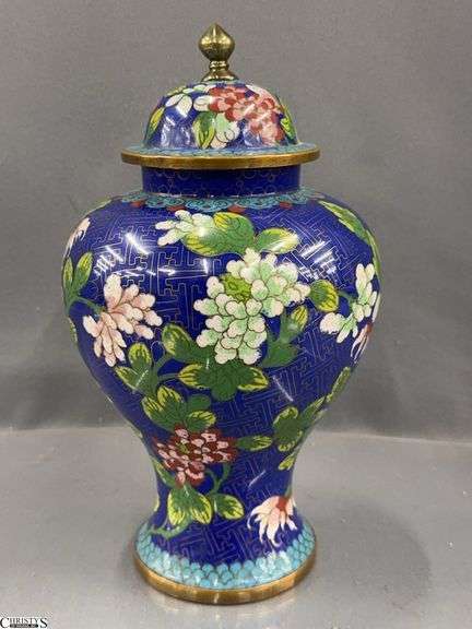 Cloisonne Lidded Vase - 9" image