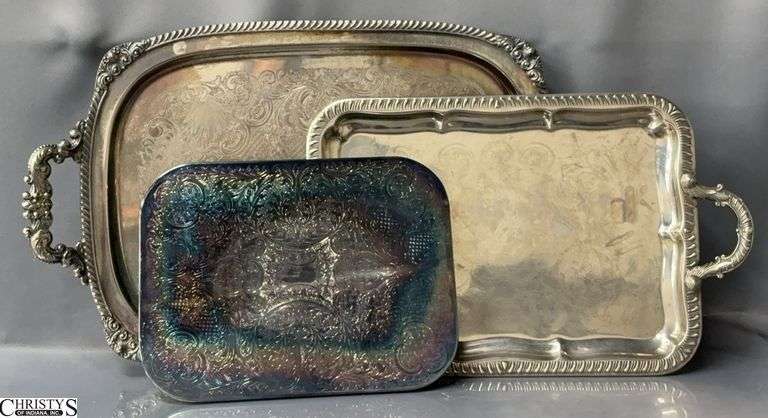 2 Silverplate Trays and Pad - Cavalier and Others - 16" x 23" of largest - image