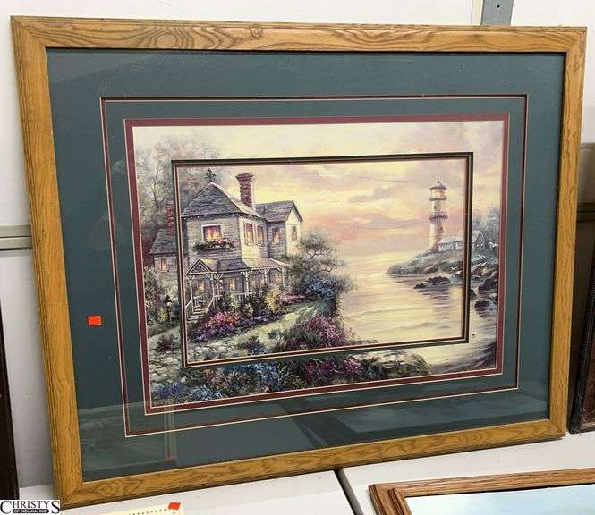 Framed Lighthouse Motif Print 44x36" image