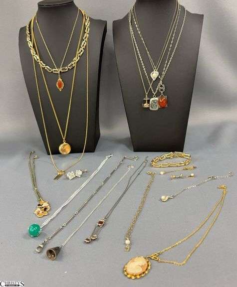 Ladies Costume Chain Necklaces and Pendants, Bracelets - 15" of longest image