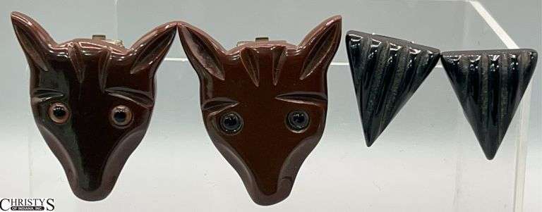 2 Pair Bakelite Clips, Larger 2" image