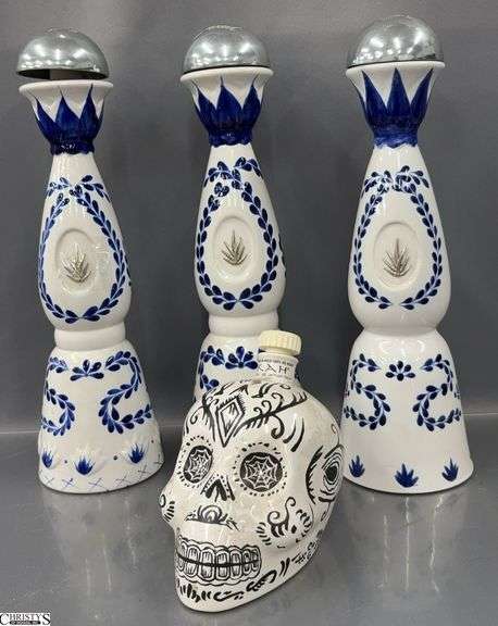 3 Clase Azul Reposado 750ml EMPTY Bottles and KAH Skull Bottle image