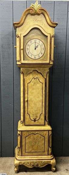 French Country Style Grandfather Clock - 90" T x 23" W x 14" D - Clock interior mechanism needs repair image