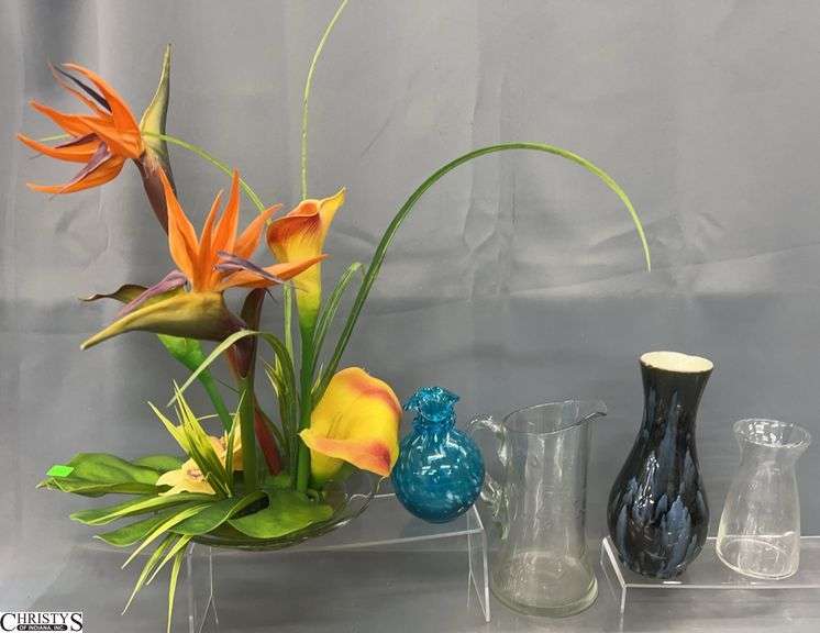 Artificial Arrangement, Etched Pitcher, Vases - 18" of tallest image