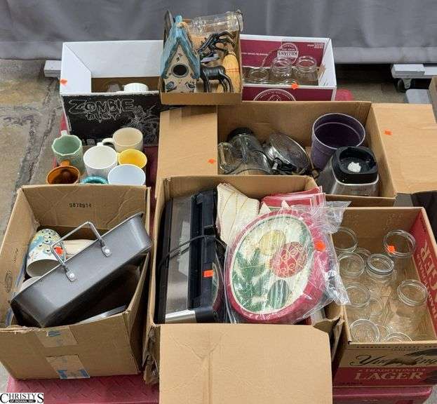 Mason Jars, Mugs, Small Appliances, Paper Holiday Serving Items, Bird House Decor, SKID NOT INCLUDED image