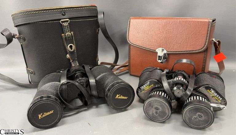 2pcs Tasco and Kalimar Binoculars in Cases image