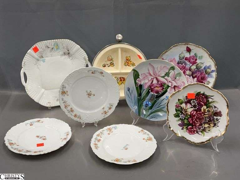 Childs Warming Plate, Japan, Germany, and Other Hand Painted Dishes, Largest 9.5" image