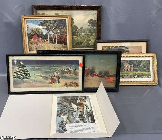 Queens Hamlet Print, American Homestead, Good Times on the Old Plantation, and Other Courier and Ives Framed and Unframed Prints, Largest 9x18" image