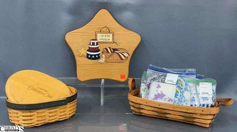 2 Longaberger Baskets Collectors Club and Ladies Hankies image