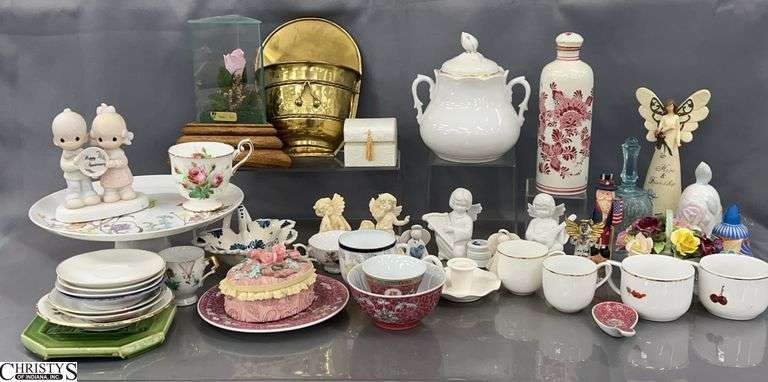 Teacups, Figurines, Bells, Cake Stand, Misc - 10" x 4" of stand image