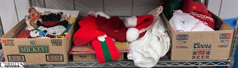 Assorted Christmas Table Linens, Napkins, Placemats, Stockings, Runners, Tablecloth, Paper & Plastic Window Decor image