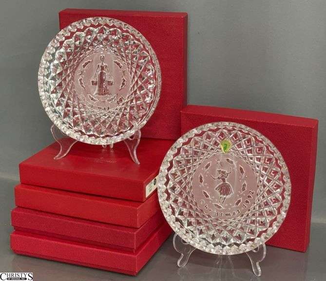 6 Waterford Crystal Christmas Year Plates - 2000, 1993, 1991, 1992, 2004, 1998 - 8" D of each image