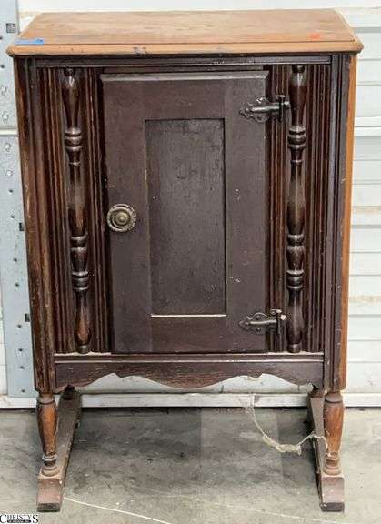 Single Door Cabinet Some Wear to Finish Showing Age, 23x15x34" image