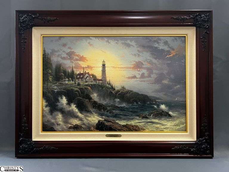 "Clearing Storms" Seaside Memories IV Signed Thomas Kinkade 167 of 240 R/E Royal Society of Painter-Printmakers Giclee on Canvas - 35" x 26" of frame image