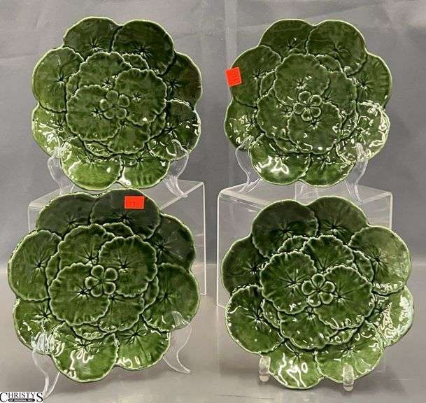 4 Belo Portuguese Green Leaf Lunch Plates 8" image