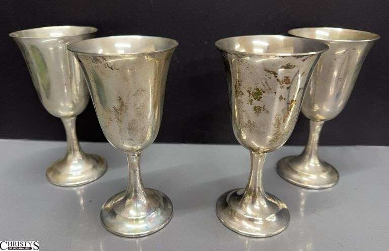 4 Lord Saybrook International Sterling 11950 Goblets 6.5" Tall image