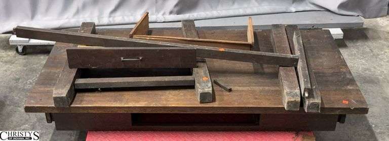 Antique Wooden Desk in Parts, Some Could Be Missing, On Skid (Skid Not Included) Top Measures 60x30" image