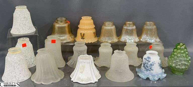 IV Reactive Grape Shade, Other Bell and Ruffled Some Carnival Glass Lamp Shades image