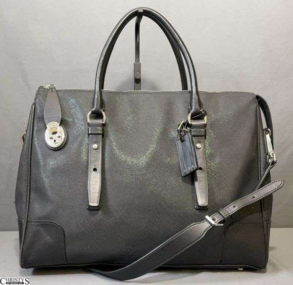 TUMI Villa Lucca City Tote Satchel Business Bag Leather Calf Saffiano - 14” x 11” x 6” wide at the bottom image