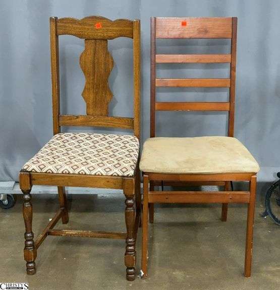 Pair of Dining Chairs One is Folding Needs Cleaned image