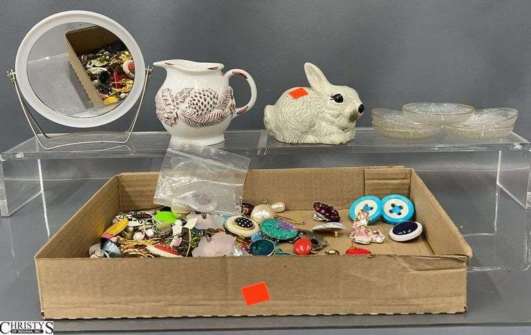 Costume Jewelry, Bunny Mirror, Dishes image