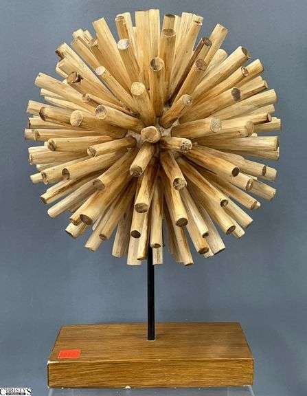 Wood Modern Style Sphere Tabletop Decor - 9" x 15" image