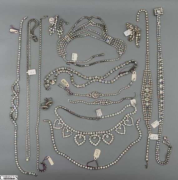 Rhinestone Costume Jewelry, Necklaces Chockers, Bracelets, Some Dangle, Clip On Earrings image