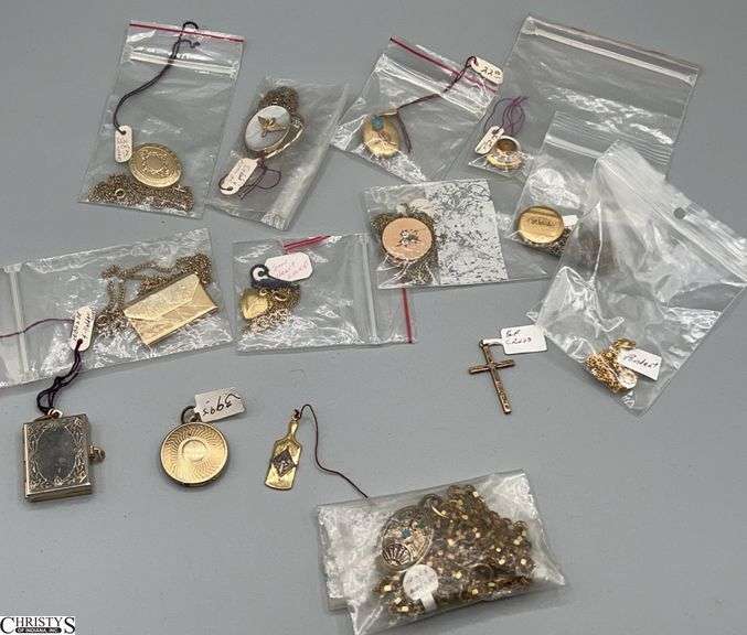 Small Gold Filled Charms, Lockets Some On Chains image
