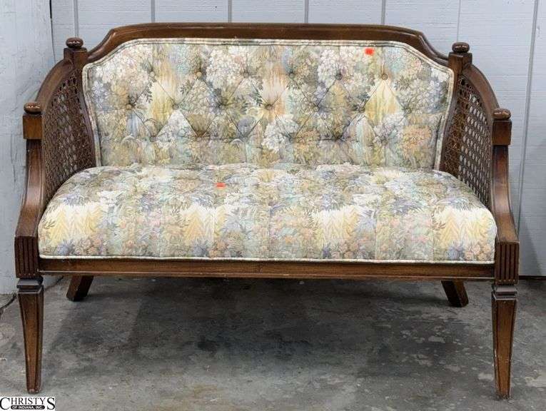 Vintage Cane Side Love Seat 44x23x29" To Back, Seat Height 17" image