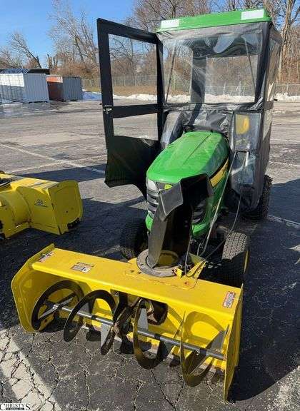 John Deere X300 Tractor with Snowblower. Dead Battery Will Jump Start image
