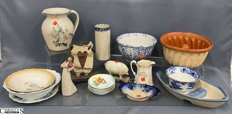 Blue and White China, Ship Oven Safe Dish, Pottery Baker, Pitcher and Rustic Farmhouse image