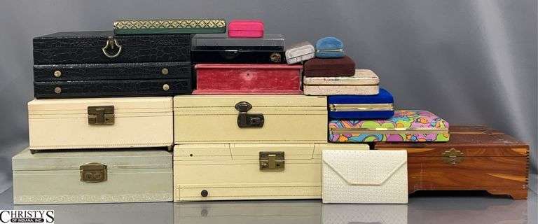 Assorted Empty Jewelry Boxes and Cases - 14" x 8" x 4" of largest image
