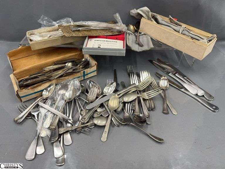 Assorted Silverplate and Stainless Flatware - Oneida, Sheffield, Marianne, and Others image