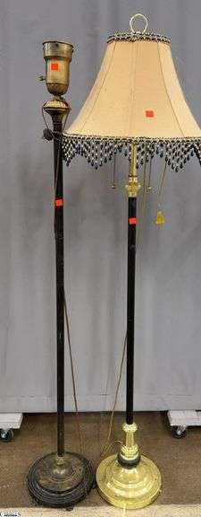 Pair of Floor Lamps One Missing Shade Tallest 62" image