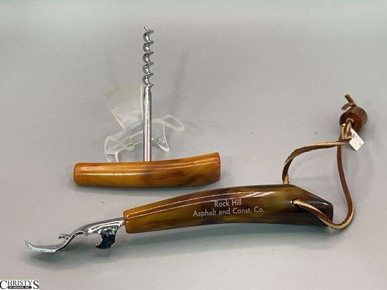 Bakelite Handled 2pc Bar Set, Cork Screw and Bottle Opener image