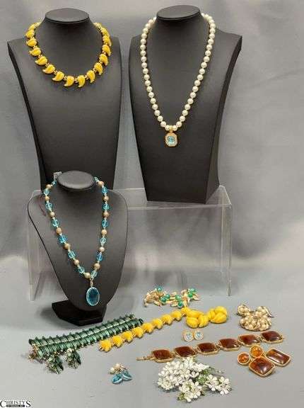 Vintage Costume Jewelry Sets, Pins and Earrings, Necklace and Earrings Bracelets image