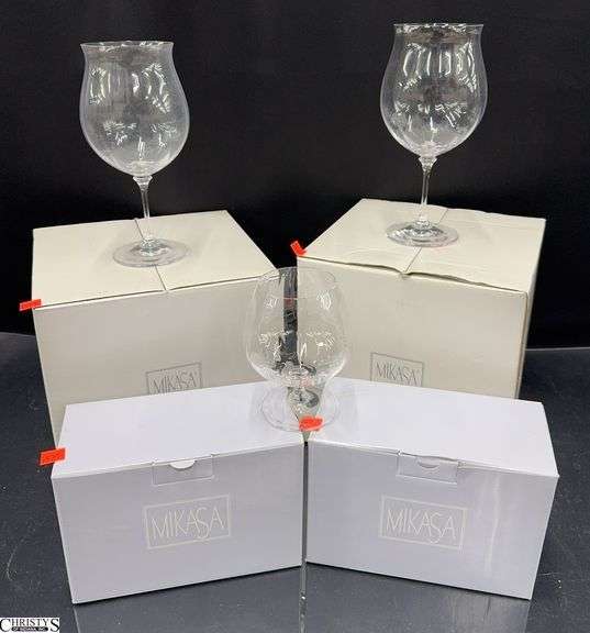 14 Total to Include 10 Mikasa Stephanie Burgandy Stems and 4 Brandy Stems - 9" of tallest image
