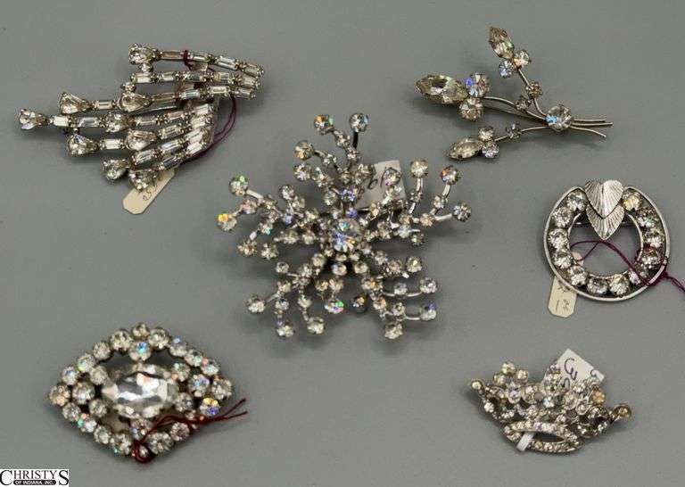 Vintage Rhinestone Pins, Trifari, Schurin, and W Germany image