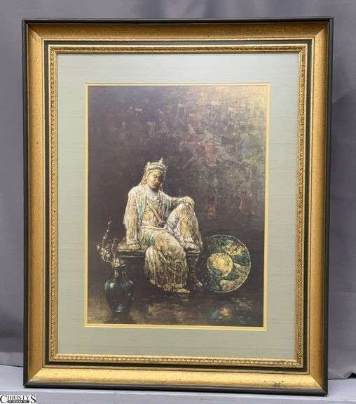 "The Dream" Framed Chinoiserie Print after Paul King - 29.5" x 36" of frame - some wear image
