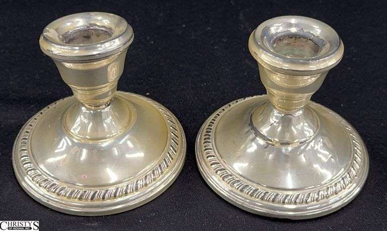 Sterling Silver Weighted Candlesticks - 3" x 2" of each image