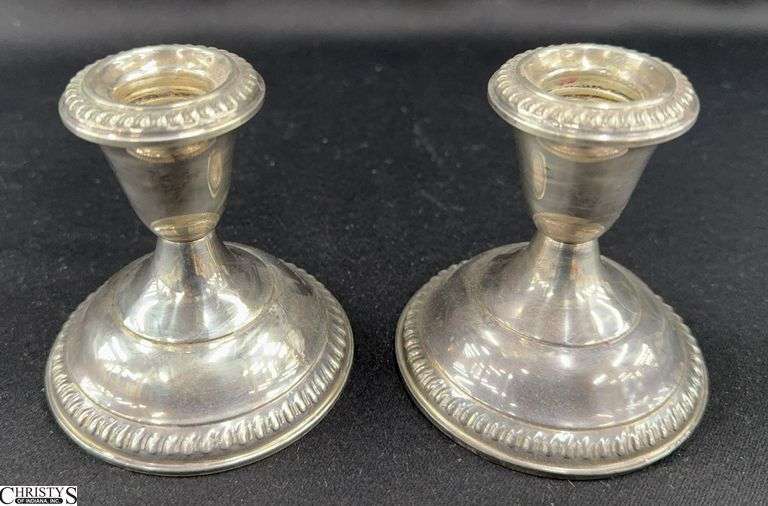 Empire Sterling Silver Weighted Candlesticks - 3" x 3" of each image