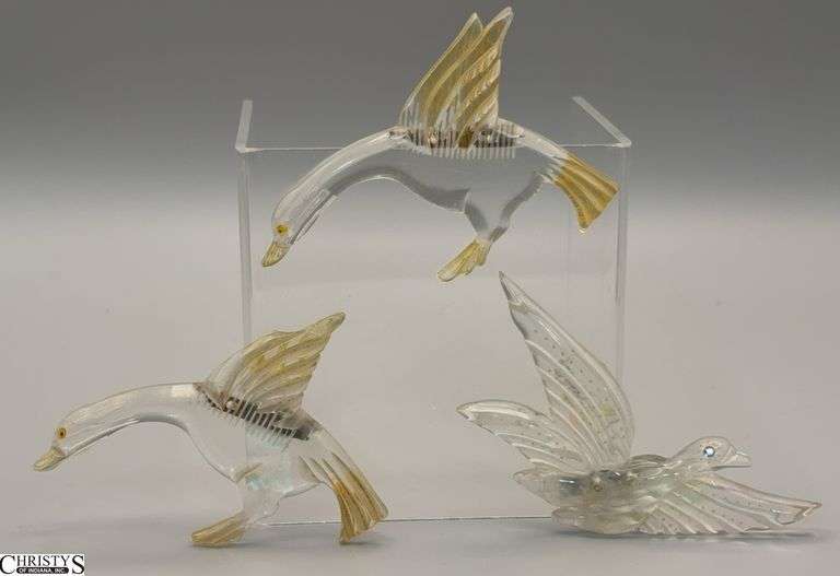 3pcs Lucite Geese, and Duck Pins Duck Measures 4" Wide image