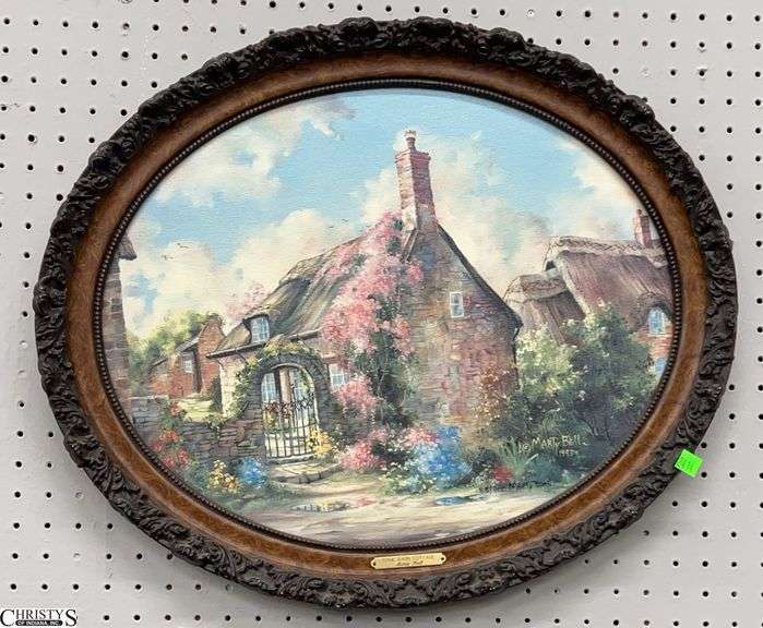 1993 Marty Bell Cottage Scene Giclee on Canvas 83 of 900 - 23" x 19" image